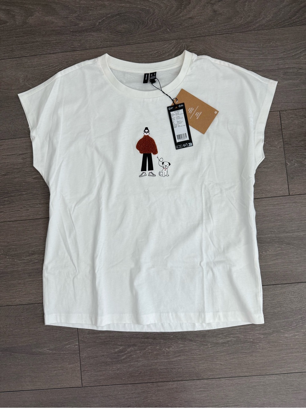 Vero Moda White Short Sleeve Tee shirt top dog mom mum lover NEW